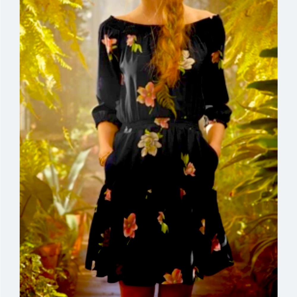 Anthropologie Black Floral Dress